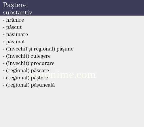 Paștere, substantiv - dicționar de sinonime