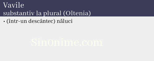 Vavile, substantiv la plural (Oltenia) - dicționar de sinonime