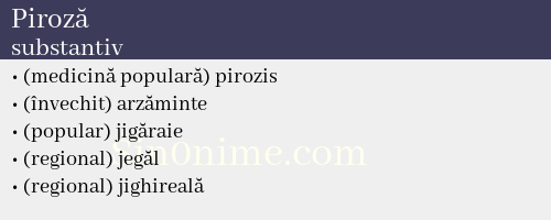 Piroză, substantiv - dicționar de sinonime