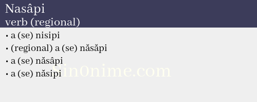 Nasâpi, verb (regional) - dicționar de sinonime