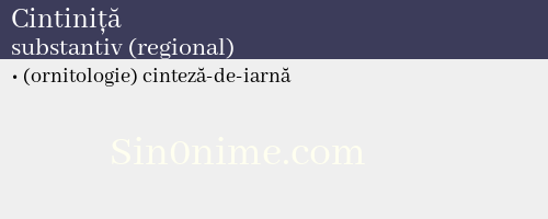 Cintiniță, substantiv (regional) - dicționar de sinonime