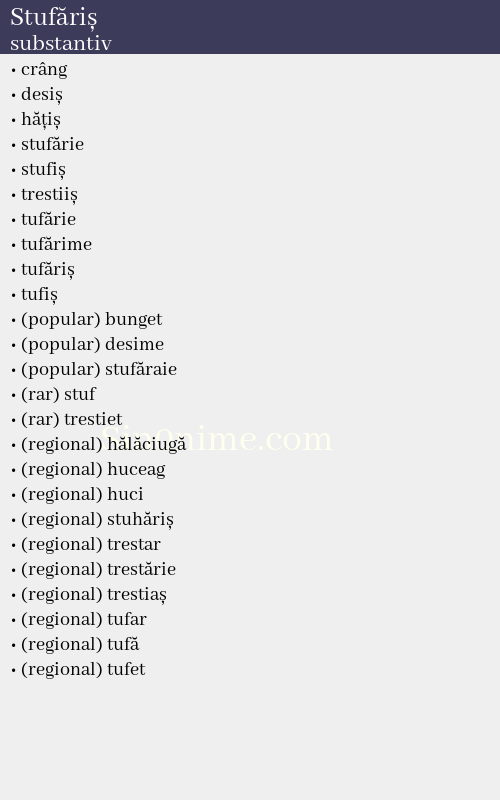 Stufăriș, substantiv - dicționar de sinonime