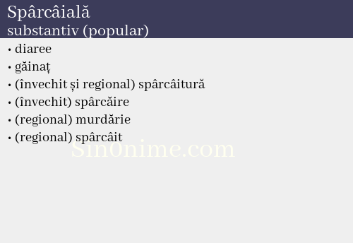 Spârcâială, substantiv (popular) - dicționar de sinonime