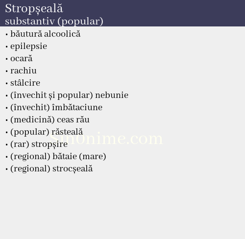 Stropșeală, substantiv (popular) - dicționar de sinonime