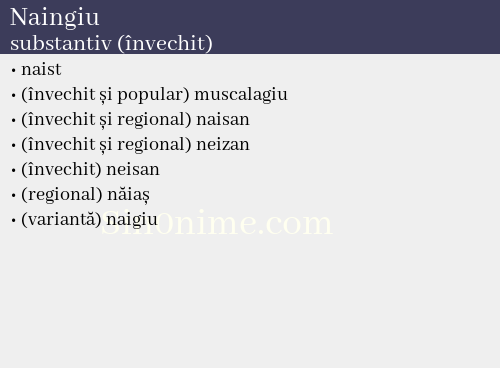 Naingiu, substantiv (învechit) - dicționar de sinonime