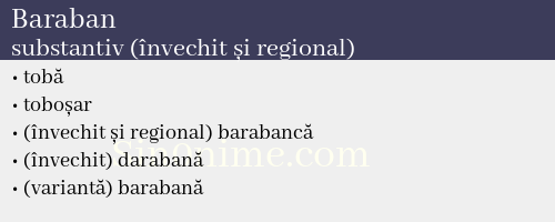 Baraban, substantiv (învechit și regional) - dicționar de sinonime