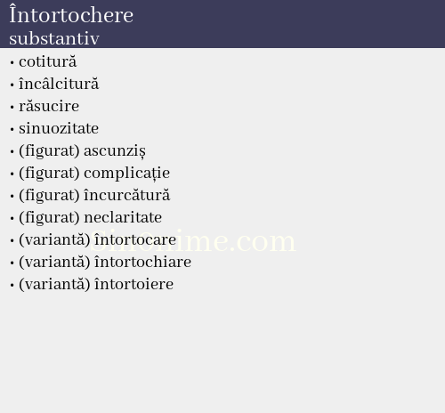 Întortochere, substantiv - dicționar de sinonime