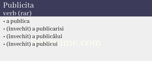 Publicita, verb (rar) - dicționar de sinonime