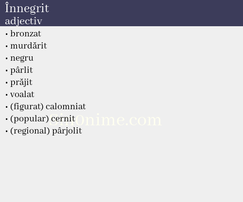 Înnegrit, adjectiv - dicționar de sinonime