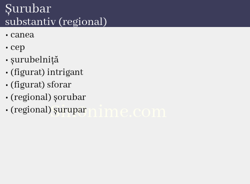 Șurubar, substantiv (regional) - dicționar de sinonime