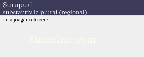 Șurupuri, substantiv la plural (regional) - dicționar de sinonime