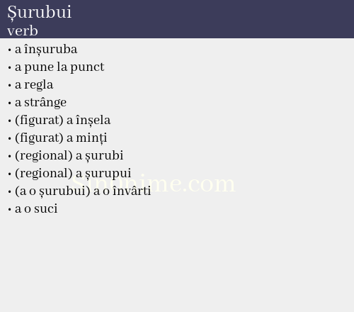 Șurubui, verb - dicționar de sinonime