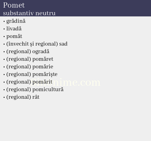 Pomet, substantiv neutru - dicționar de sinonime