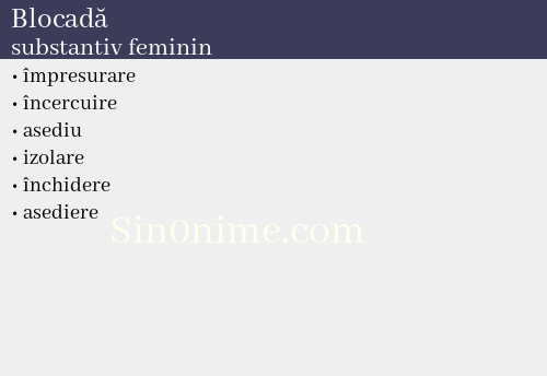 Blocadă,   substantiv feminin - dicționar de sinonime