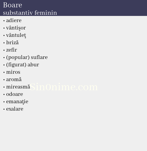 Boare,   substantiv feminin - dicționar de sinonime