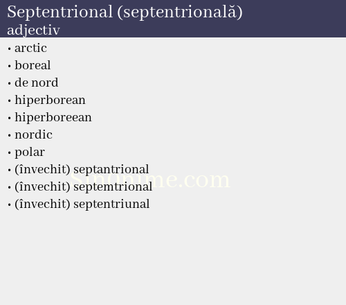 Septentrional (septentrională), adjectiv - dicționar de sinonime