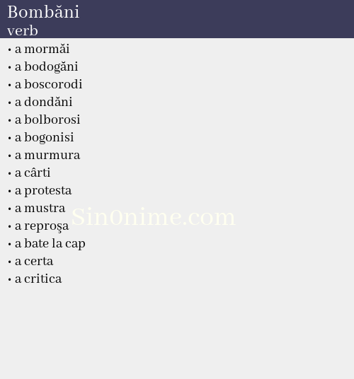 Bombăni,   verb - dicționar de sinonime