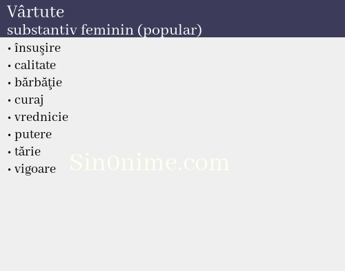 Vârtute,   substantiv feminin (popular) - dicționar de sinonime