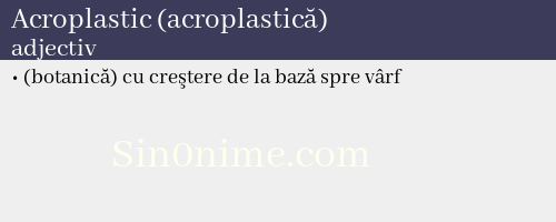 Acroplastic (acroplastică), adjectiv - dicționar de sinonime
