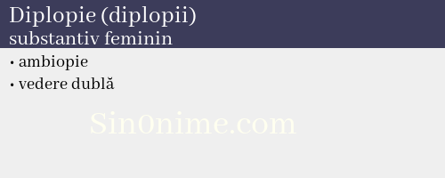 Diplopie (diplopii), substantiv feminin - dicționar de sinonime