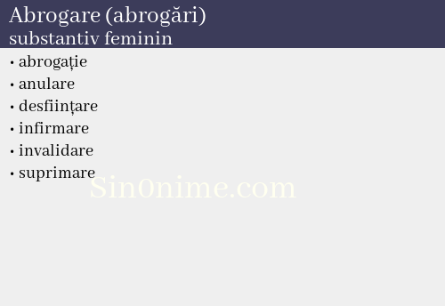 Abrogare (abrogări), substantiv feminin - dicționar de sinonime