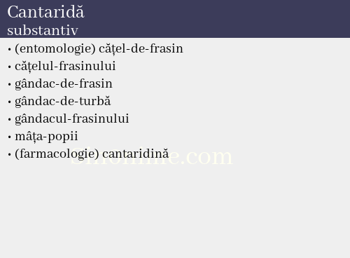 Cantaridă, substantiv - dicționar de sinonime
