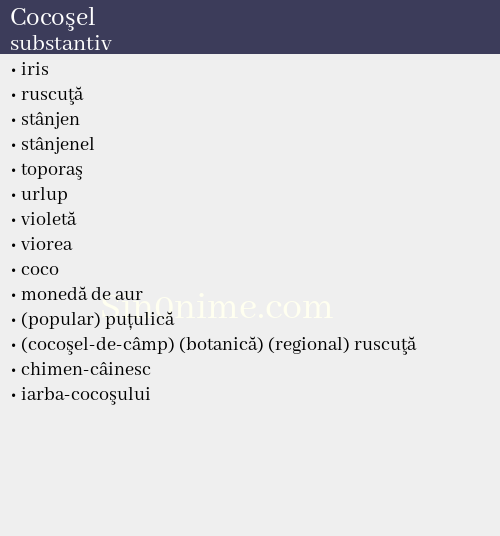 Cocoşel, substantiv - dicționar de sinonime