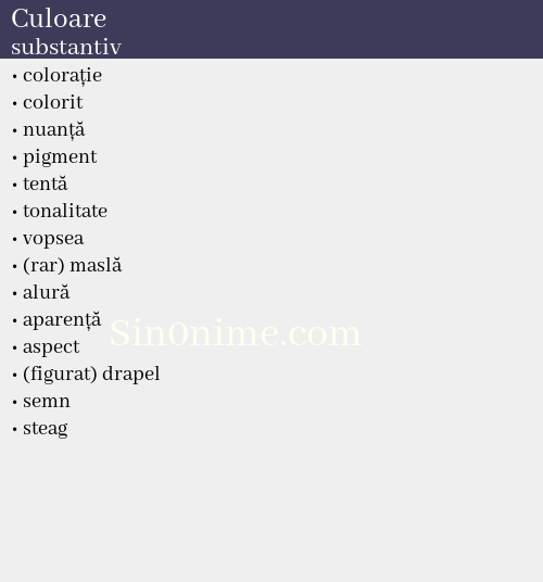 Culoare, substantiv - dicționar de sinonime
