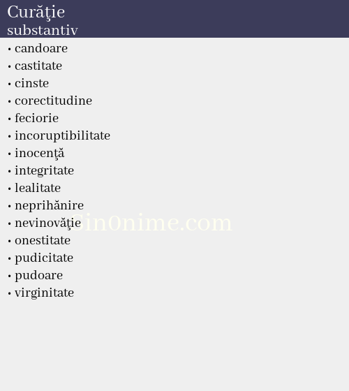 Curăţie, substantiv - dicționar de sinonime