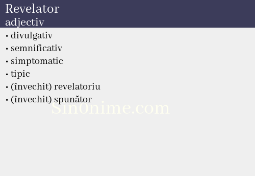 Revelator, adjectiv - dicționar de sinonime
