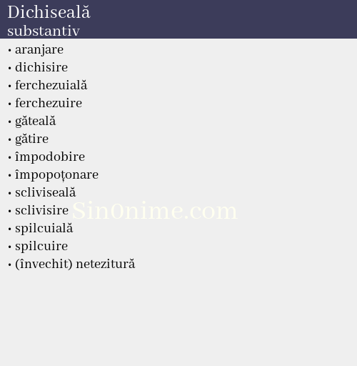 Dichiseală, substantiv - dicționar de sinonime
