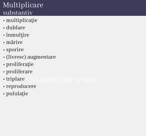 Multiplicare, substantiv - dicționar de sinonime