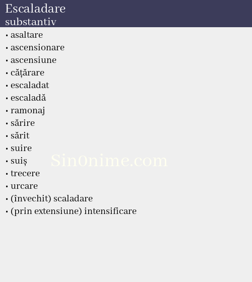 Escaladare, substantiv - dicționar de sinonime