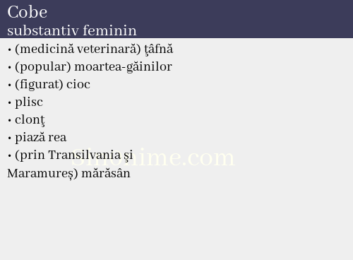Cobe, substantiv feminin - dicționar de sinonime