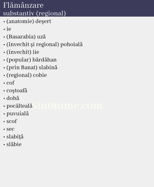 Flămânzare, substantiv (regional) - dicționar de sinonime