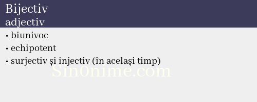 Bijectiv, adjectiv - dicționar de sinonime