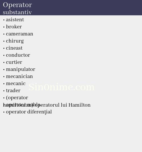 Operator, substantiv - dicționar de sinonime