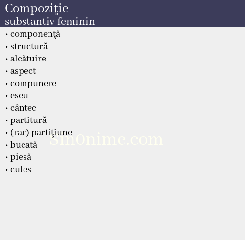 Compoziţie, substantiv feminin - dicționar de sinonime