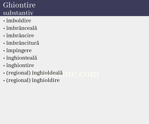 Ghiontire, substantiv - dicționar de sinonime