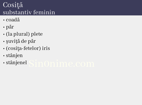 Cosiţă, substantiv feminin - dicționar de sinonime