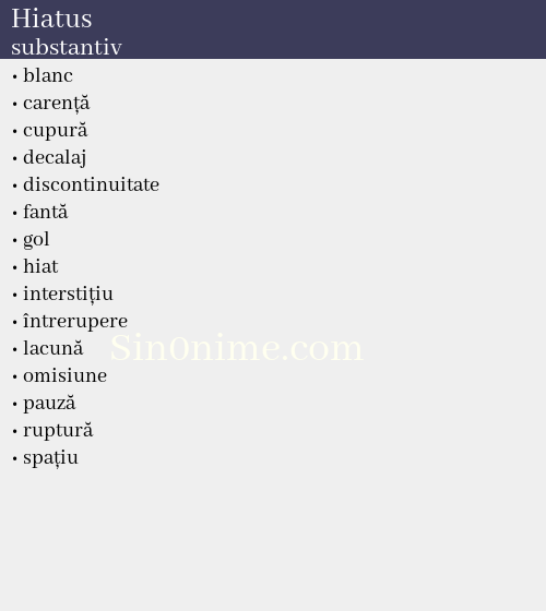 Hiatus, substantiv - dicționar de sinonime