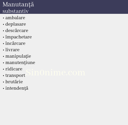 Manutanță, substantiv - dicționar de sinonime