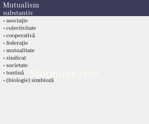 Mutualism, substantiv - dicționar de sinonime