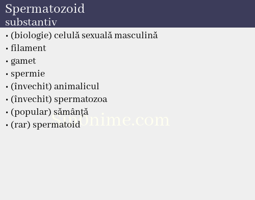 Spermatozoid, substantiv - dicționar de sinonime