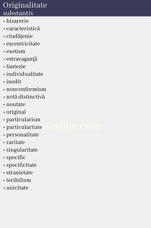 Originalitate, substantiv - dicționar de sinonime