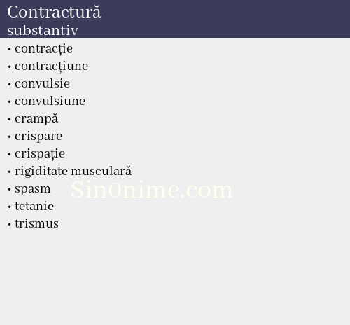 Contractură, substantiv - dicționar de sinonime