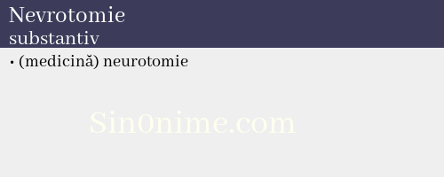 Nevrotomie, substantiv - dicționar de sinonime