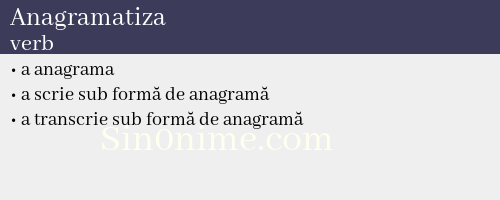 Anagramatiza, verb - dicționar de sinonime