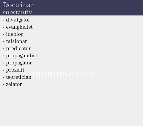 Doctrinar, substantiv - dicționar de sinonime