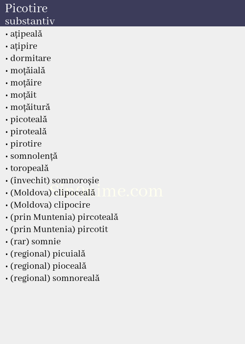 Picotire, substantiv - dicționar de sinonime